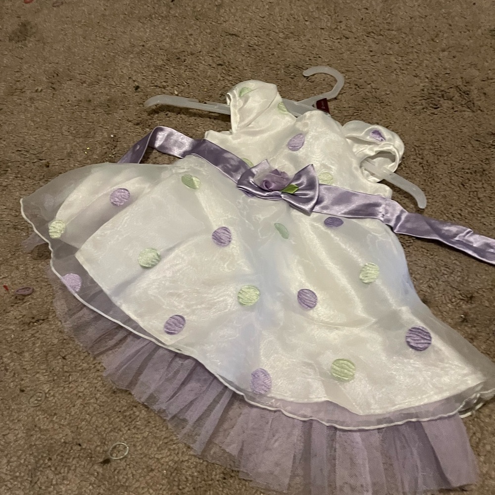 Charming White and Purple Kids Costume Dress